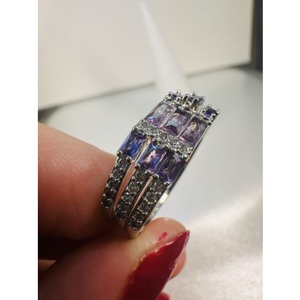 Ring Bomb Party Sz8 RBP Brilliant Purple Gem Clusters Rhodium P Band Jewelry