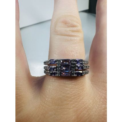 Ring Bomb Party Sz8 RBP Brilliant Purple Gem Clusters Rhodium P Band Jewelry