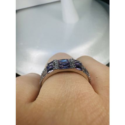 Ring Bomb Party Sz8 RBP Brilliant Purple Gem Clusters Rhodium P Band Jewelry