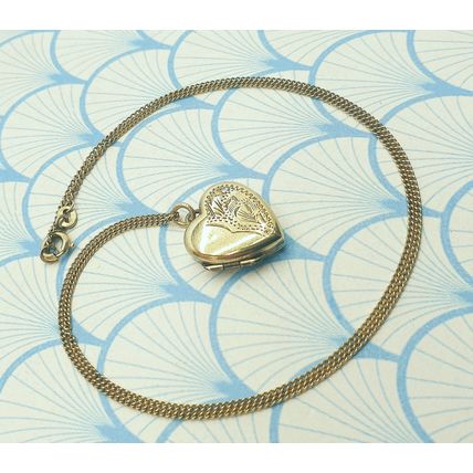 Vintage American Double 10ct Yellow Rolled Gold Heart Locket Pendant Necklace
