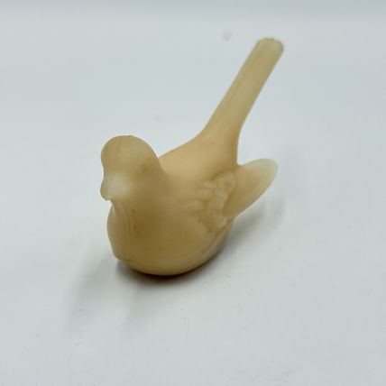 Westmoreland Art Glass Frosted Beige Bird Figurine 1.5”x3” Vintage America
