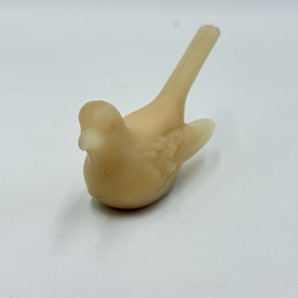 Westmoreland Art Glass Frosted Beige Bird Figurine 1.5”x3” Vintage America