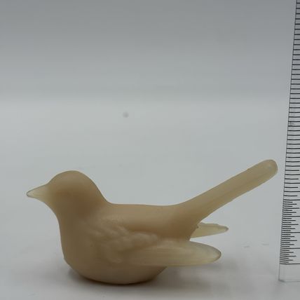 Westmoreland Art Glass Frosted Beige Bird Figurine 1.5”x3” Vintage America