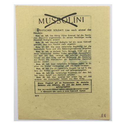 Original WW2 Russian/Soviet Air Drop Propaganda Leaflet. - Code 2676. - 1943.