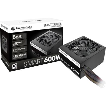 Thermaltake SMART 600W ATX 12V V2.3/EPS 12V 80 plus Certified Active PFC Power S
