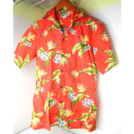 Aloha Republic Hawaiian Button Down Shirt Orange Bird Paradise Flower Size Small