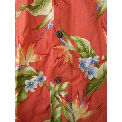 Aloha Republic Hawaiian Button Down Shirt Orange Bird Paradise Flower Size Small