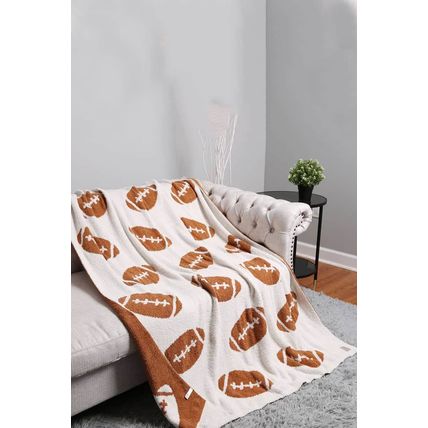 Chestnut Rugby Pattern Color Block Fleece Blanket 127*152cm