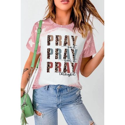 Pink PRAY Graphic Tie Dye Tee