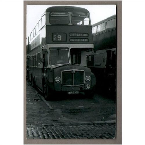 Bradford Bus real photograph with bus reg 2184 KW route City Centre Toller Lane