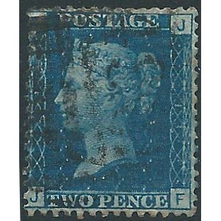 1858 SG47 2d Blue Plate 13 Good/Fine Used Check Letters "JF".
