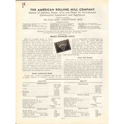american rolling mill company 1938 armco stainless vintage catalog