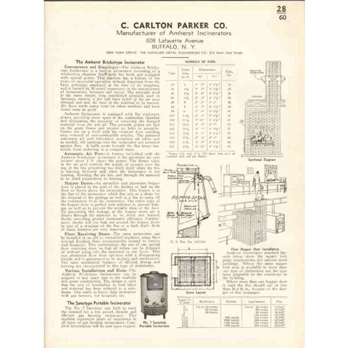 c carlton parker company 1938 amherst incinerators vintage catalog