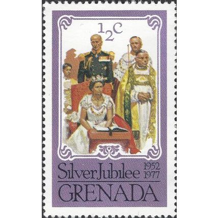 GRENADA, Queen Elizabeth II Accession, 25 years, lilac 1977, ½c, #2