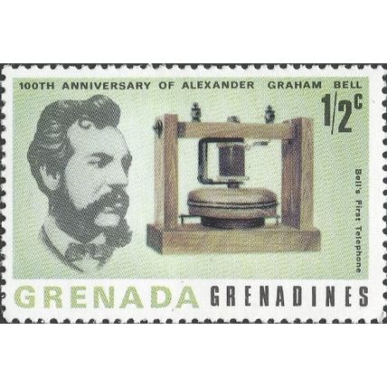 GRENADINES, Alexander Graham Bell, pastel green 1977, ½c, #2