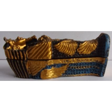 MINI KING TUT PHARAOH SARCOPHAGUS WITH MUMMY FIGURINE