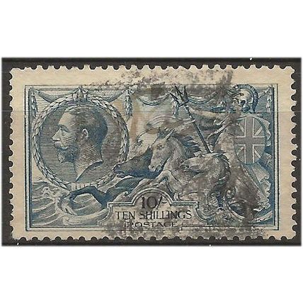 1919 SG417 10/- Dull Grey-Blue BW Seahorse Good+ Used ....