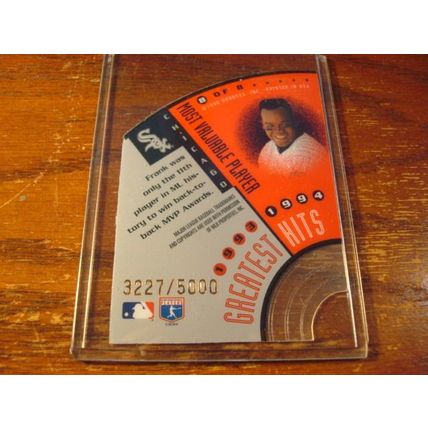 1996 Donruss, Greatest Hits, FRANK THOMAS HOF, White Sox, #8, #'d3227/5000