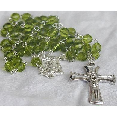Peridot glass beads Rosary