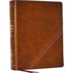 Kjv, Word Study Reference Bible, Leathersoft, Brown, Red Letter, Thumb Indexed,
