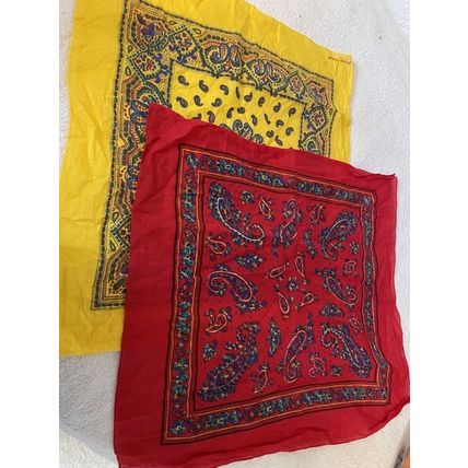 Four Toed Dragon 48" Square Embroidered Silk AND Two 16" Sq. Silk Handkerchiefs