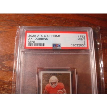 2020 Topps Allen & Ginter, Graded Mint 9, J.K. DOBBINS Rc , Ravens, Mini, Chrome