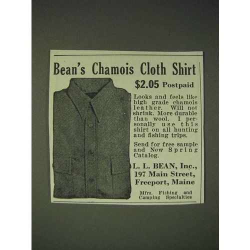 1936 L.L. Bean Chamois Cloth Shirt Ad