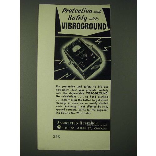 1943 Associated Research Incorporated Vibrogound Ad - Protection and safety