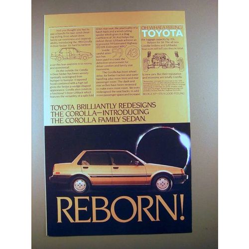 1984 Toyota Corolla 4-Door Sedan Car Ad - Redesigns