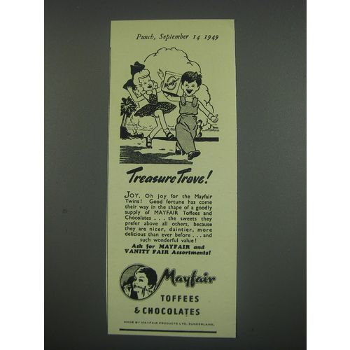 1949 Mayfair Toffees & Chocolates Ad - Treasure Trove!