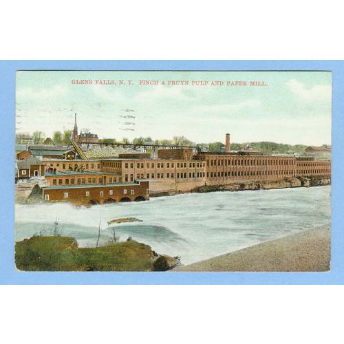 New York Glens Falls Finch & Pruyn Pulp And Paper Mill View Across River O~393
