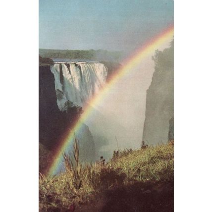 Rainbow at Victoria Falls at Devils Cataract Rhodesia Nyasaland Postcard