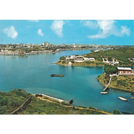 Mahon Port Menorca Spain Postcard posted 1986 crease