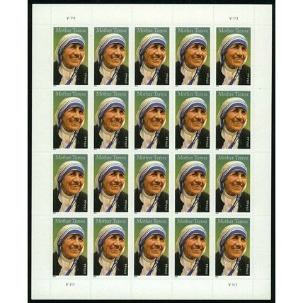 Mother Theresa Complete Sheet of Twenty 44 Cent Stamps Scott 4475