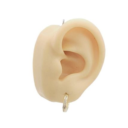 Channel-Sett CZ Stones 14 mm Round Hoop Earrings New Real 14K Yellow Gold