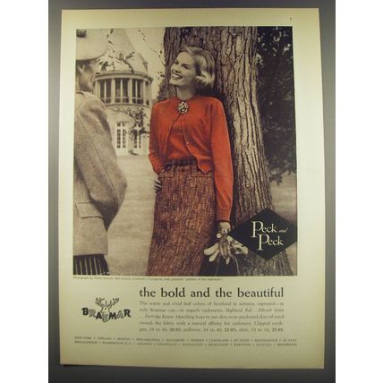 1956 Peck and Peck Braemar Sweaters Ad - the bold and the beautiful