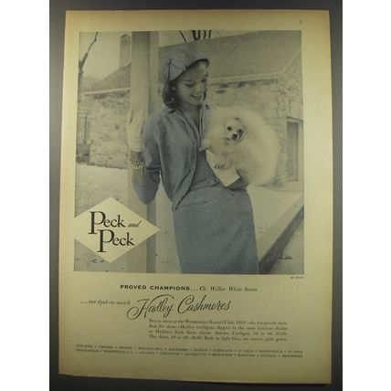 1956 Peck and Peck Fashion Ad - Proved Champions Wilber White Swan