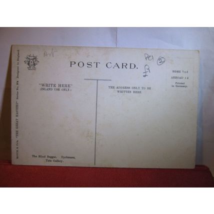 THE BLIND BEGGAR painting by J L Dyckmans unused antique postcard by Misch & C #