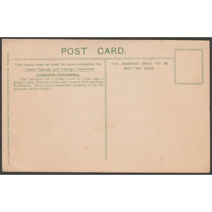 Llandaff Cathedral, Cardiff, Glamorganshire, c.1905 - London Stereoscopic Co PC