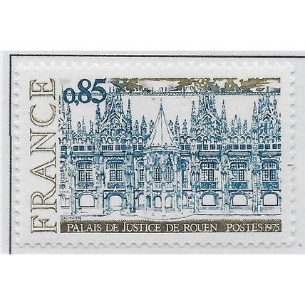 FRANCE 1975 USED TOURISM ROUEN PALACE OF JUSTICE gum on back no pmk