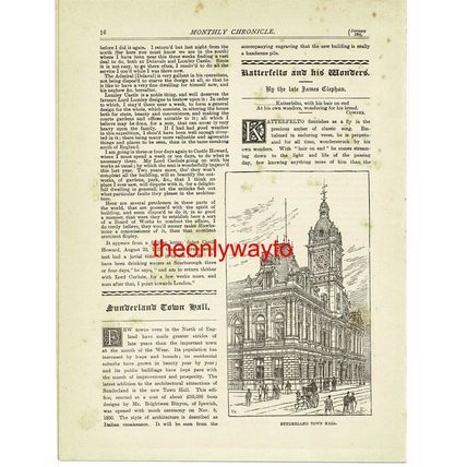 Sunderland Town Hall, Tyne And Wear, Book Illustration (Print), 1891