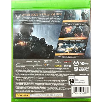 The Division X-BOXONE Tom' Clancy's DVD (2016) Mature 17+