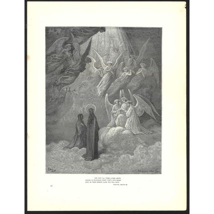 RESPLENDENT SOULS 1903 Gustave Doré - Dante Alighieri ANTIQUE ENGRAVING
