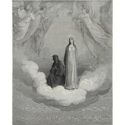 CONTEMPLATING BEATRICE 1903 Gustave Doré - Dante Alighieri ANTIQUE ENGRAVING
