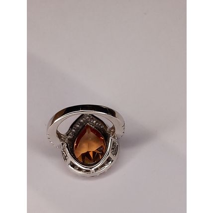 Sterling Silver Zirconia Teardrop Ring Purple or Orange Ret £34.99 New