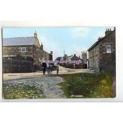 tq2828 - Cornwall - Horse & Cart in the Lane, at St.Cleer Village - Postcard