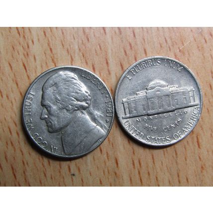 1981d USA 5 Cents Jefferson Nickel Coin
