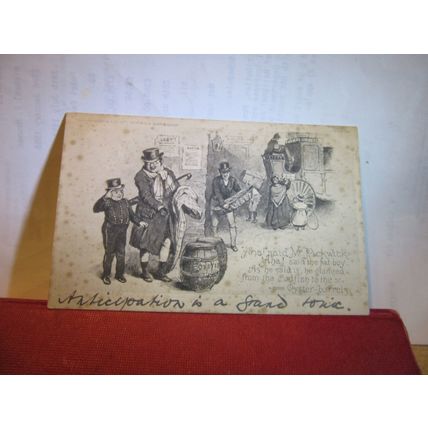 OYSTER BARRELS, MR. PICKWICK, CHARLES DICKENS used postcard 1903 pm literary=
