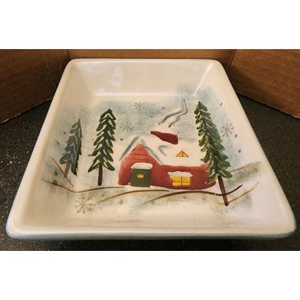 Royal Season's Winter Cabin Snow Flake Christmas Rectangle Serving Dish