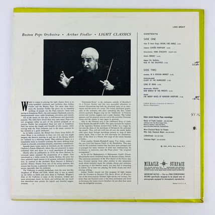 Boston Pops / Arthur Fiedler – Light Classics Vinyl LP Record Album LSC-2547